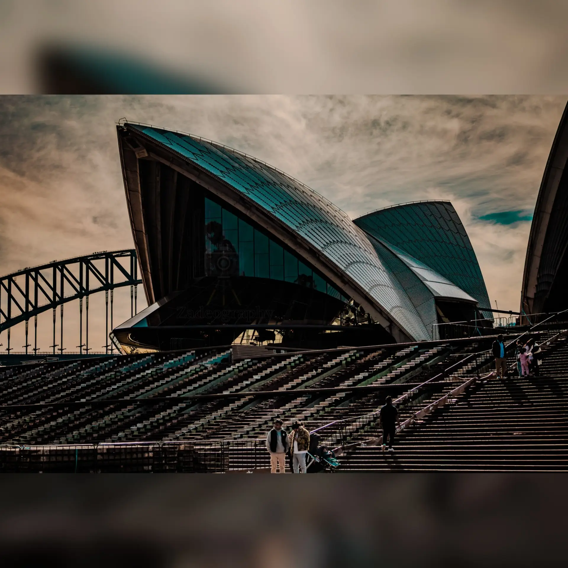 Morning commuters crossing the Harbour Bridge pedestrian walkway